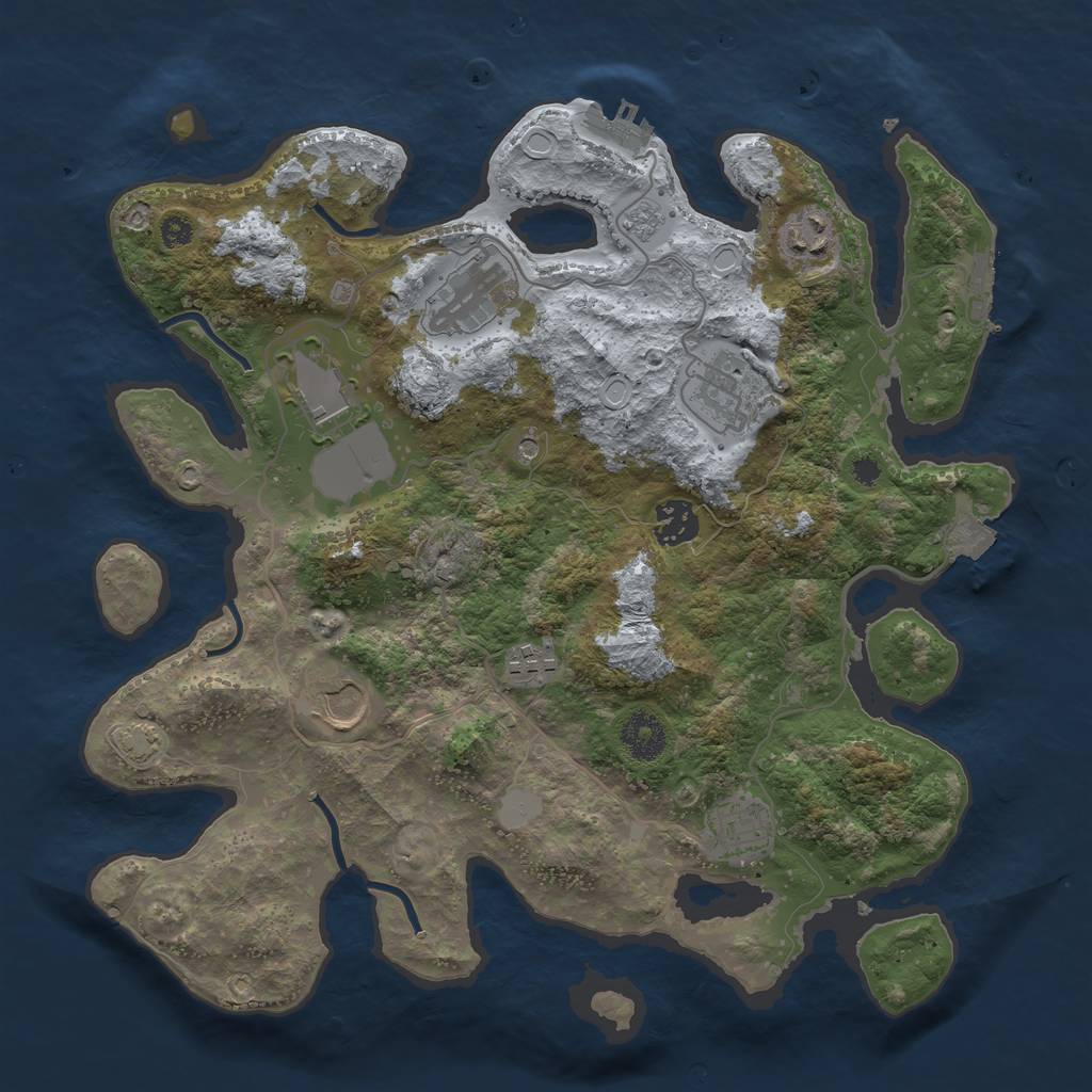 Rust Map: Procedural Map, Size: 3500, Seed: 376501082, 16 Monuments