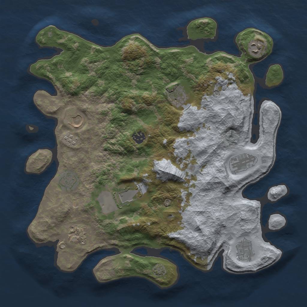 Rust Map: Barren, Size: 3700, Seed: 693345551, 14 Monuments
