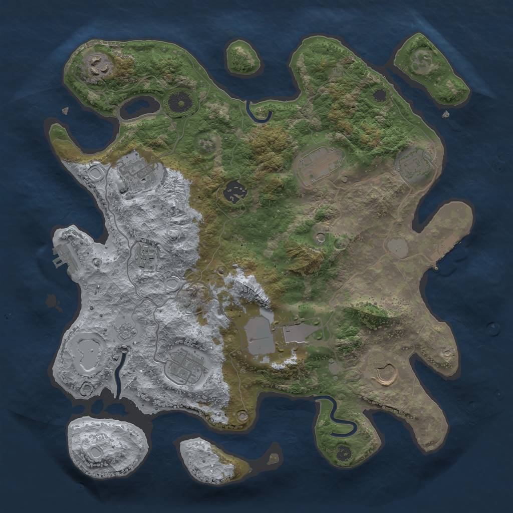Rust Map: Procedural Map, Size: 3500, Seed: 699001021, 16 Monuments
