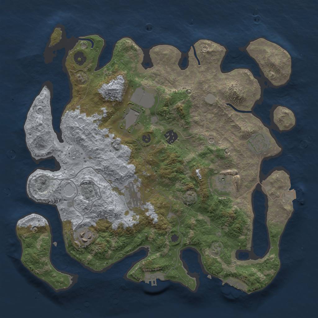 Rust Map: Procedural Map, Size: 3666, Seed: 407850846, 15 Monuments