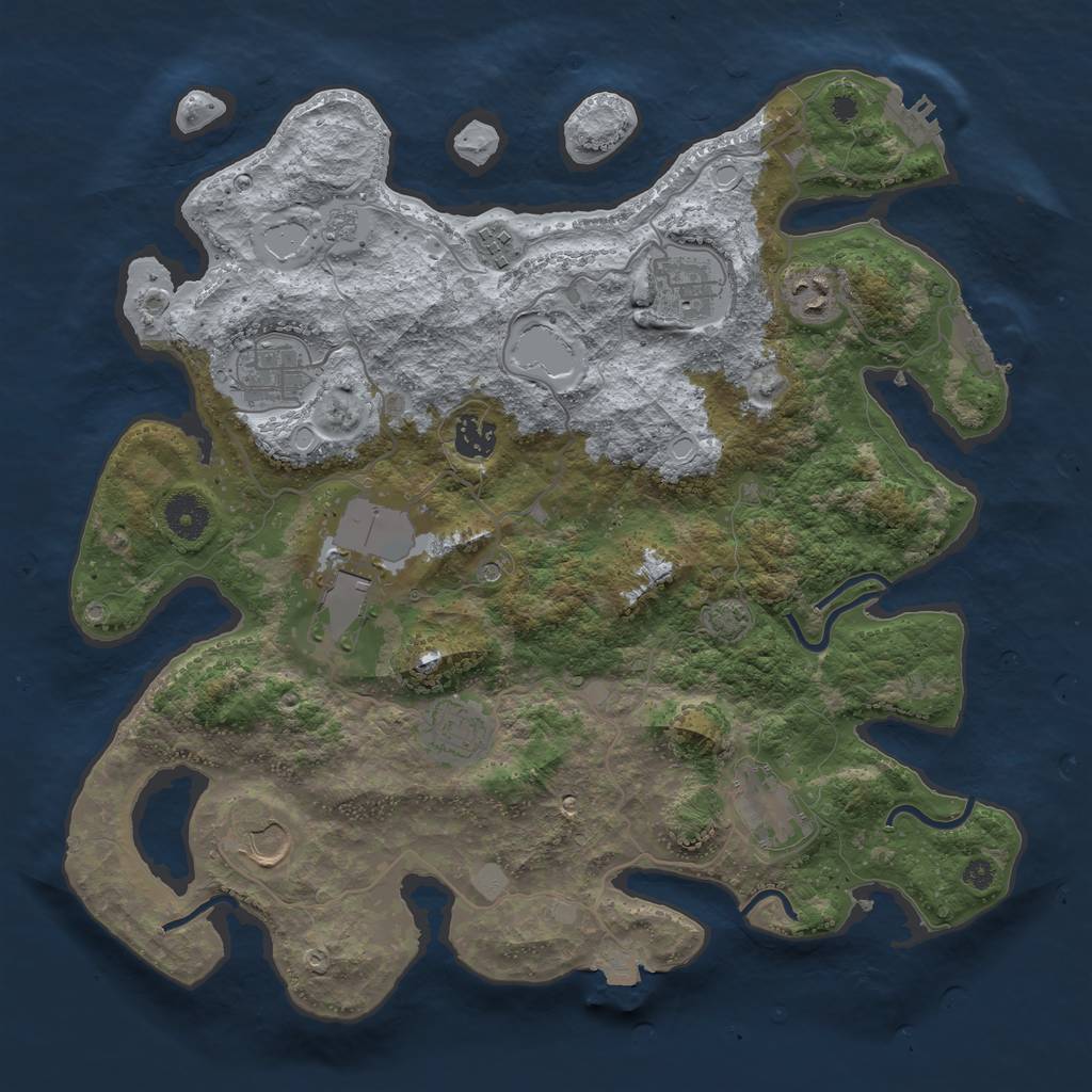Rust Map: Procedural Map, Size: 3750, Seed: 299013, 17 Monuments