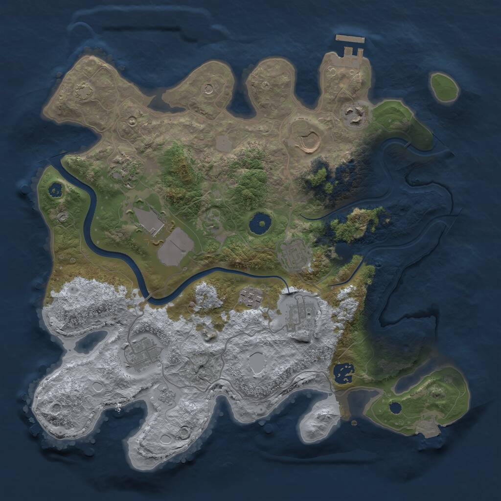 Rust Map: Procedural Map, Size: 3500, Seed: 737021815, 14 Monuments