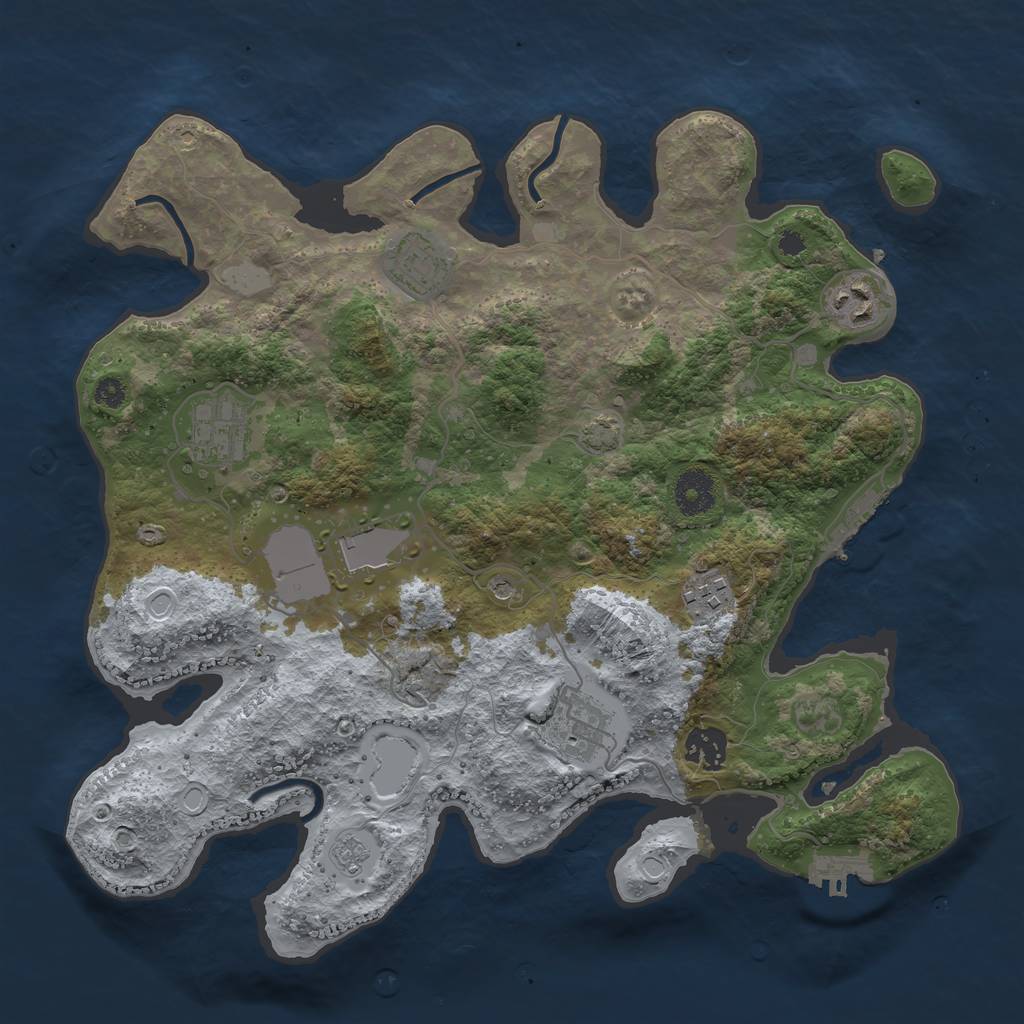 Rust Map: Procedural Map, Size: 3500, Seed: 737021815, 15 Monuments