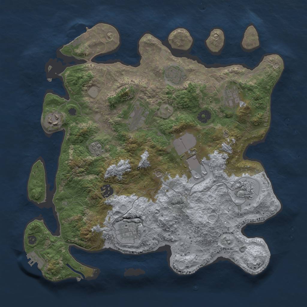 Rust Map: Procedural Map, Size: 3500, Seed: 17763, 16 Monuments