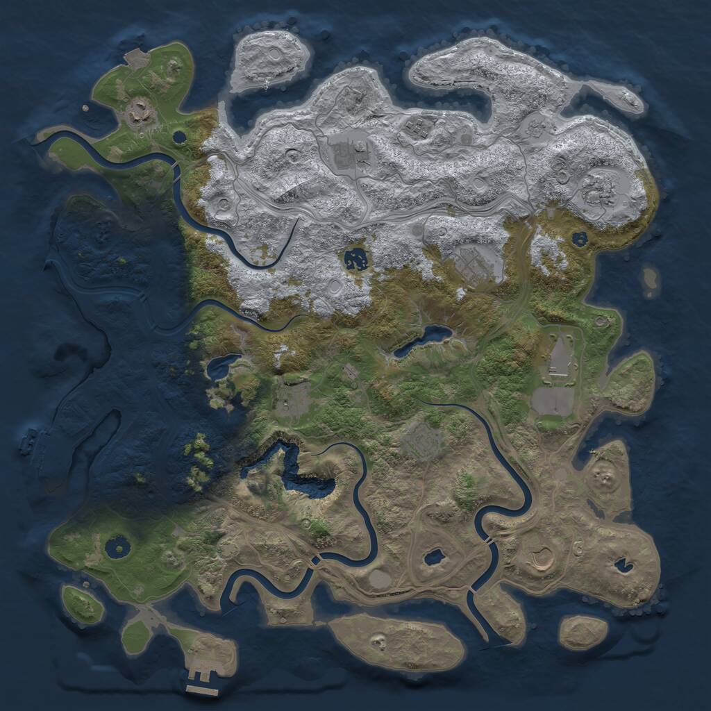 Rust Map: Procedural Map, Size: 4500, Seed: 51393, 16 Monuments