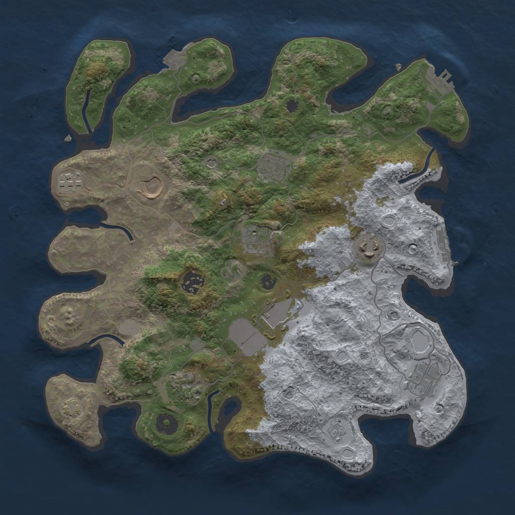 Rust Map: Procedural Map, Size: 3500, Seed: 59239527, 17 Monuments