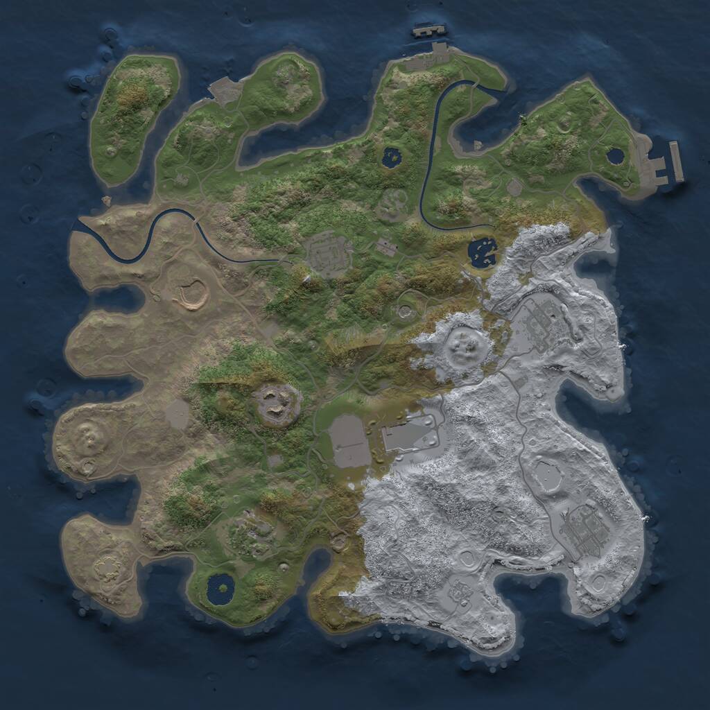 Rust Map: Procedural Map, Size: 3500, Seed: 59239527, 14 Monuments
