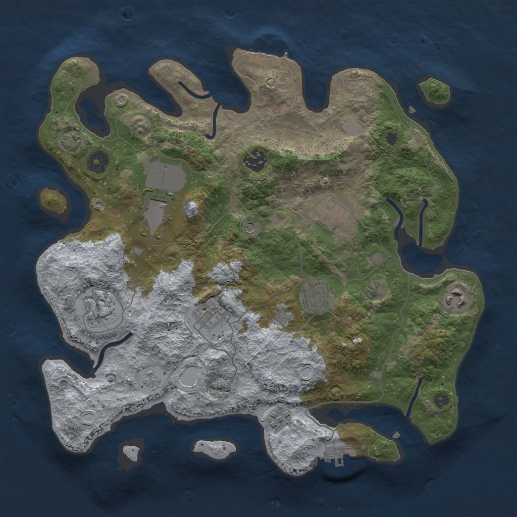 Rust Map: Procedural Map, Size: 3500, Seed: 819958660, 16 Monuments