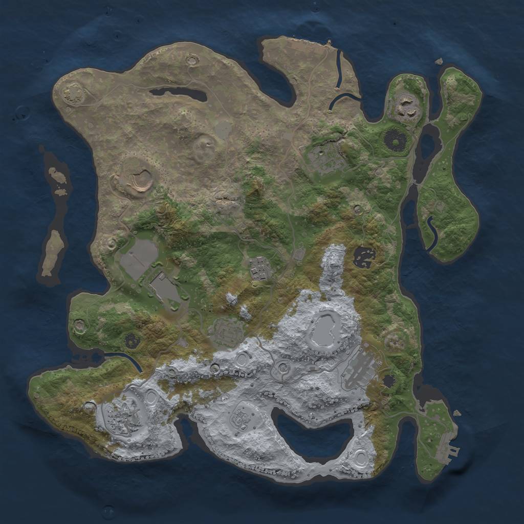 Rust Map: Procedural Map, Size: 3500, Seed: 31164456, 17 Monuments