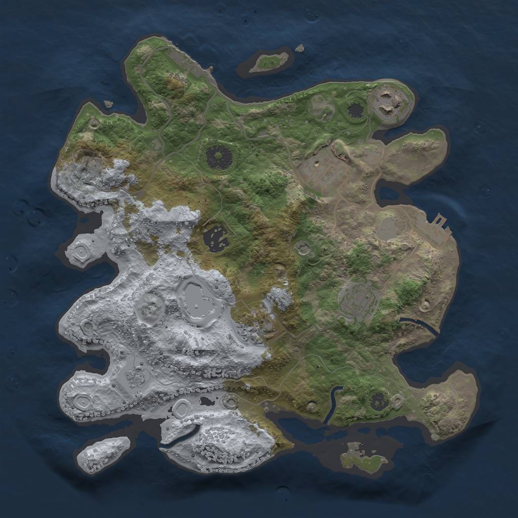 Rust Map: Procedural Map, Size: 3000, Seed: 1853722538, 12 Monuments
