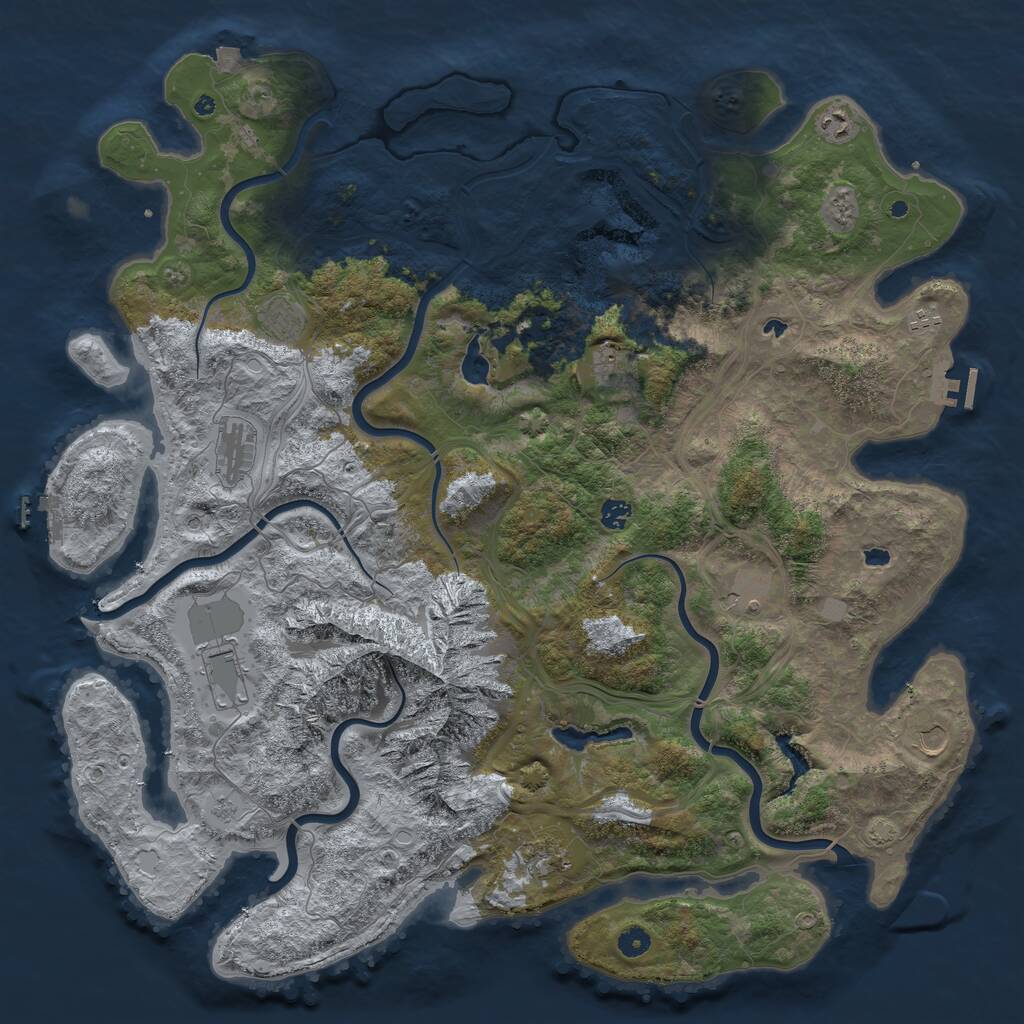 Rust Map: Procedural Map, Size: 5000, Seed: 4017420, 16 Monuments
