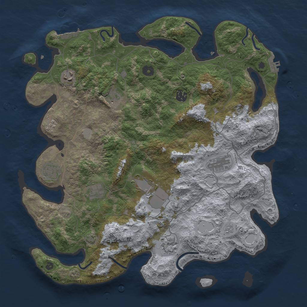 Rust Map: Procedural Map, Size: 4000, Seed: 30013, 17 Monuments