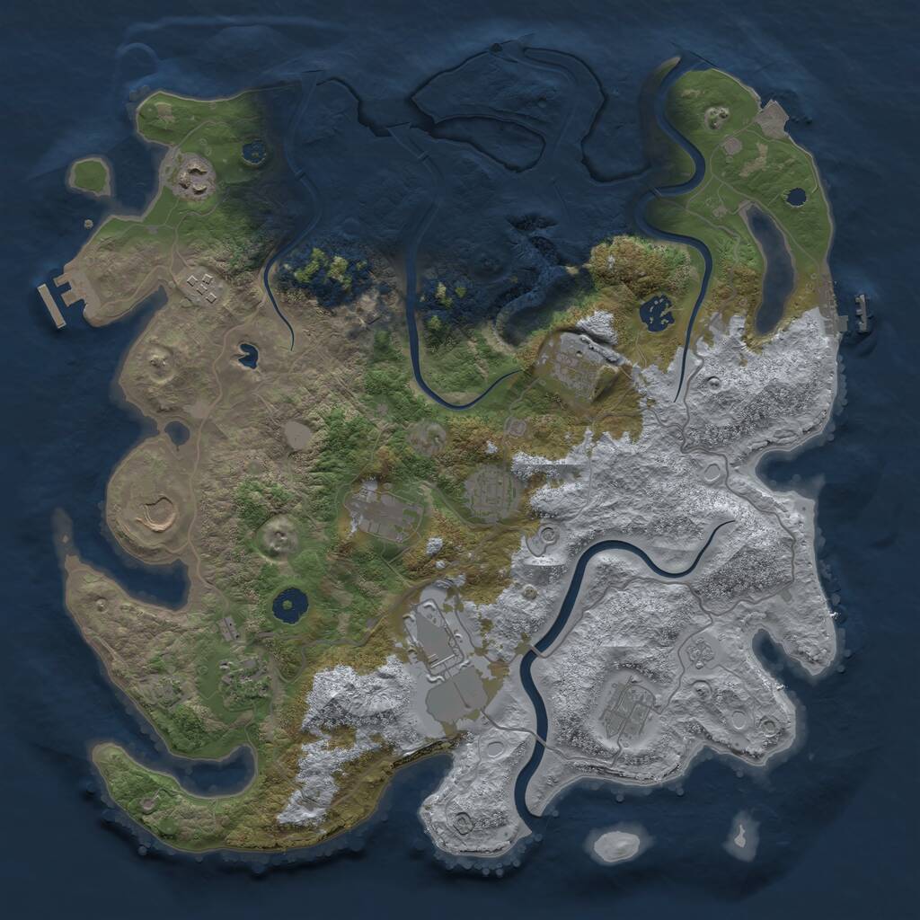 Rust Map: Procedural Map, Size: 4000, Seed: 30013, 16 Monuments