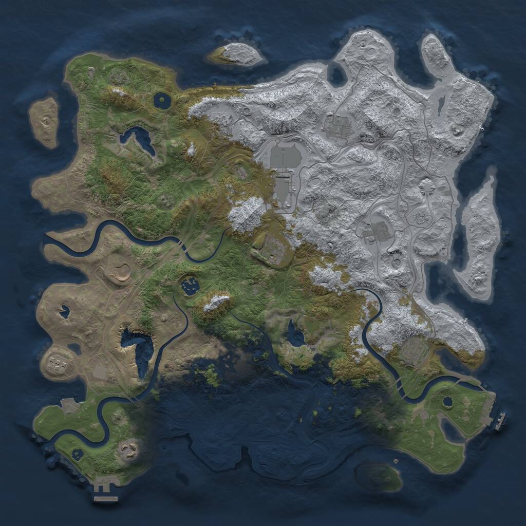 Rust Map: Procedural Map, Size: 4500, Seed: 698116861, 17 Monuments