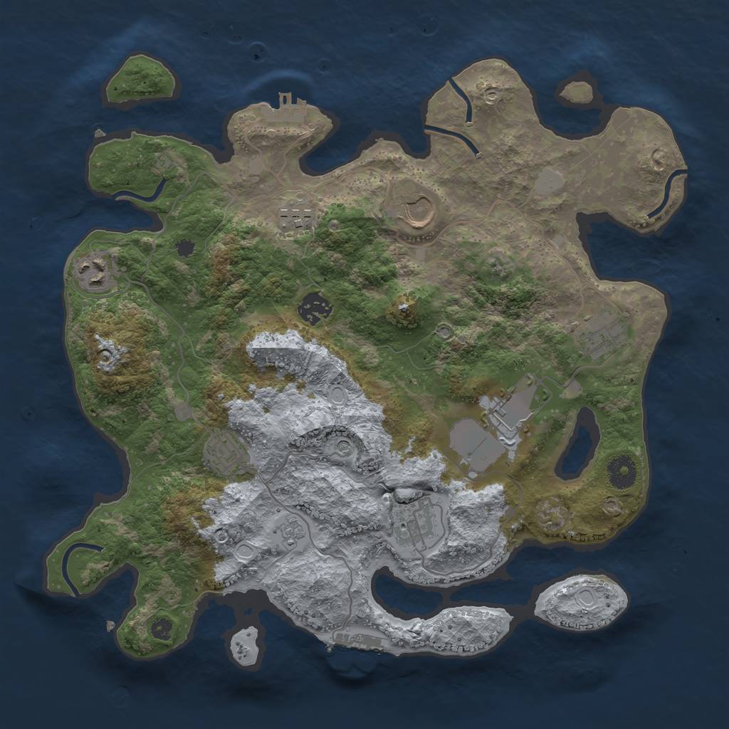 Rust Map: Procedural Map, Size: 3500, Seed: 1607156245, 15 Monuments