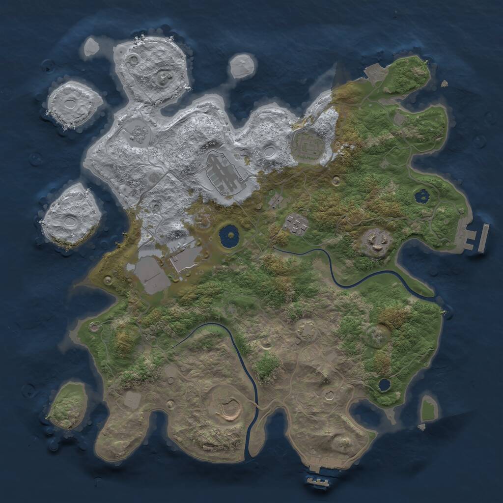 Rust Map: Procedural Map, Size: 3500, Seed: 968594685, 12 Monuments