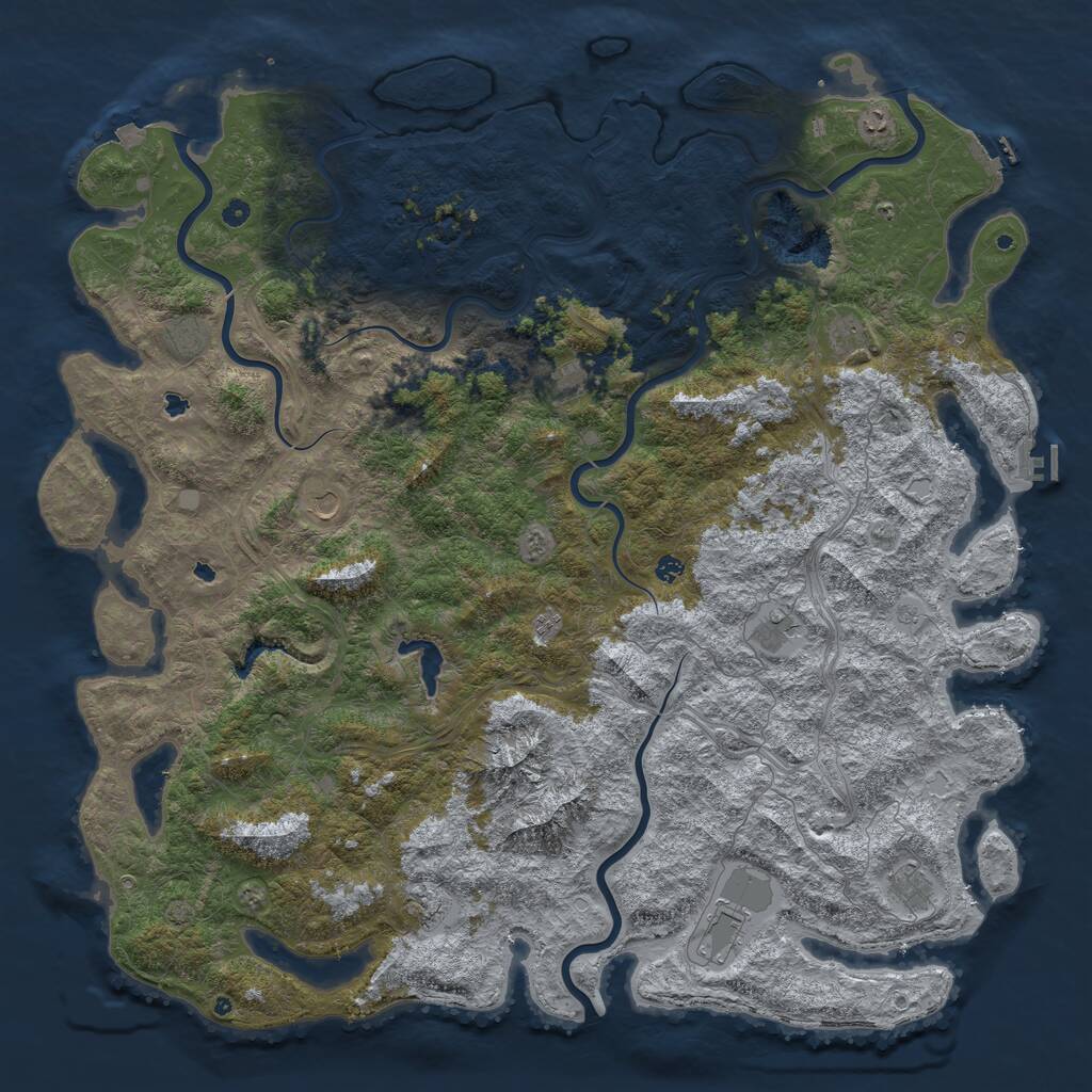 Rust Map: Procedural Map, Size: 6000, Seed: 5813664, 17 Monuments