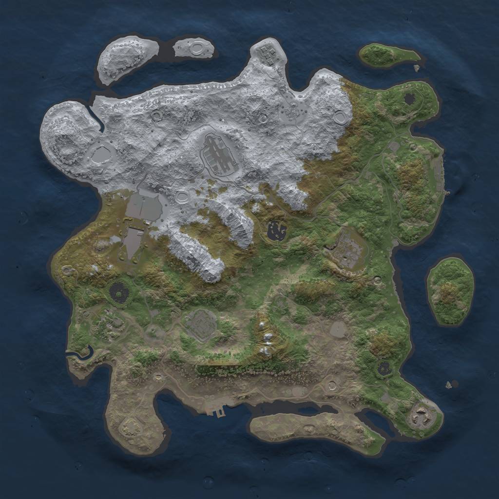 Rust Map: Procedural Map, Size: 3750, Seed: 102279, 16 Monuments