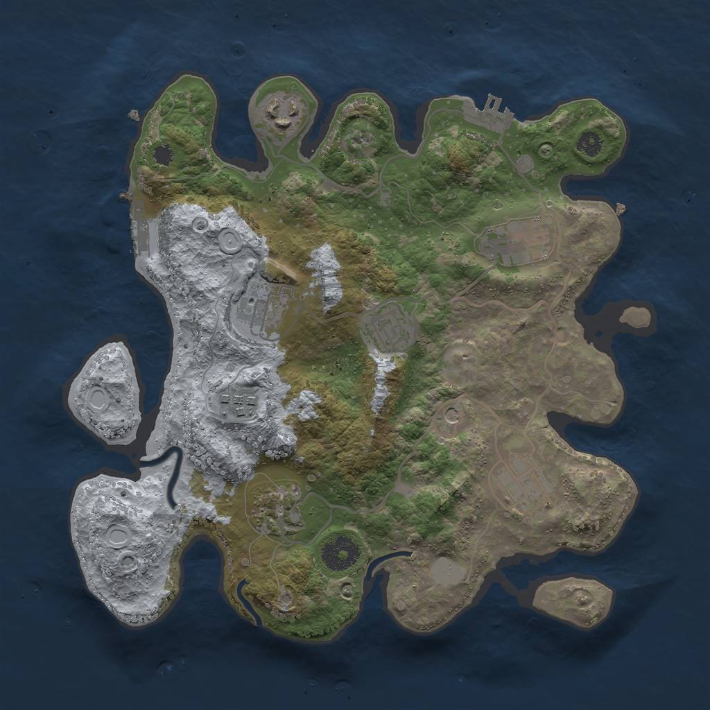Rust Map: Procedural Map, Size: 3000, Seed: 485695766, 13 Monuments