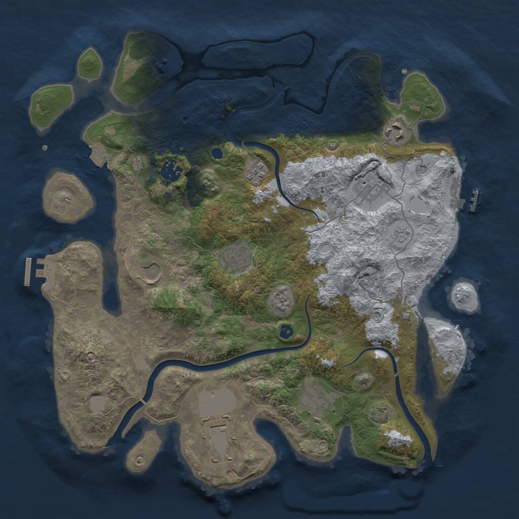 Rust Map: Procedural Map, Size: 3700, Seed: 1004339989, 14 Monuments