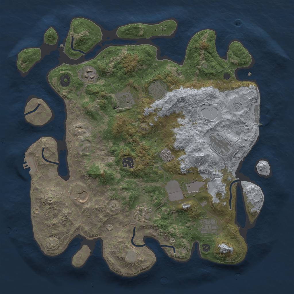 Rust Map: Procedural Map, Size: 3700, Seed: 1004339989, 17 Monuments