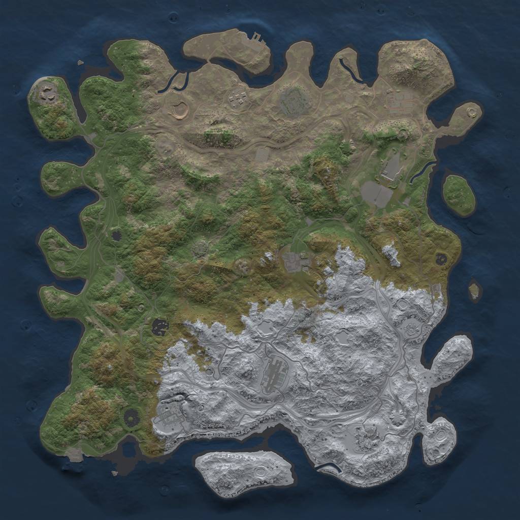 Rust Map: Procedural Map, Size: 4500, Seed: 543998, 18 Monuments