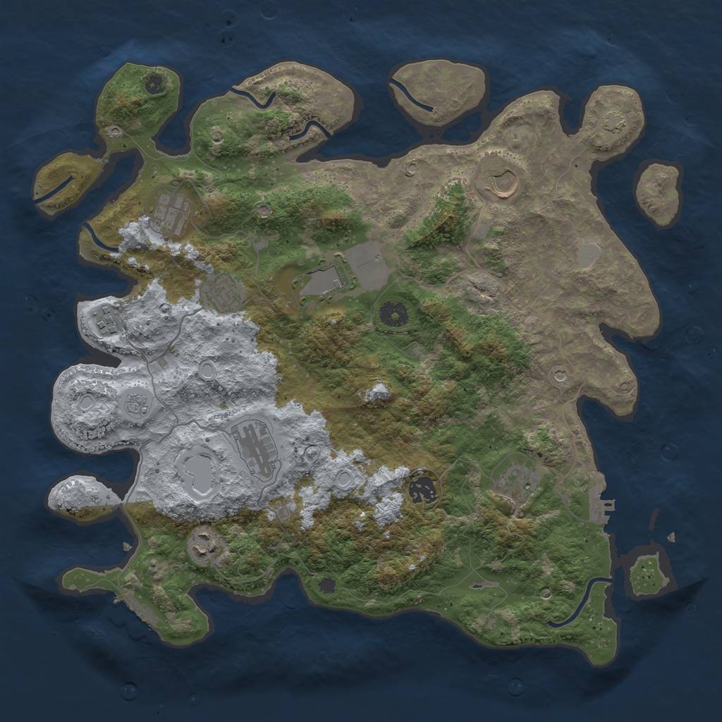 Rust Map: Procedural Map, Size: 3900, Seed: 556697, 17 Monuments