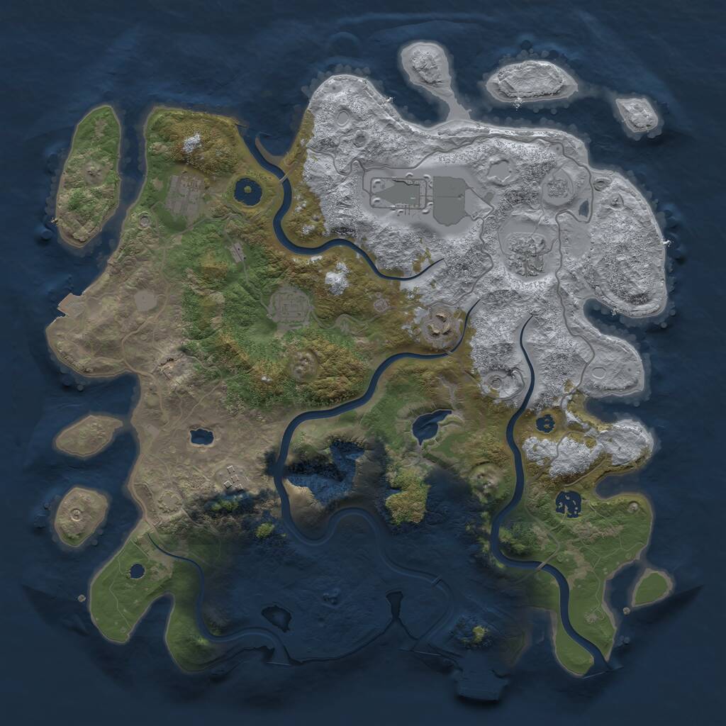 Rust Map: Procedural Map, Size: 4000, Seed: 843344428, 12 Monuments