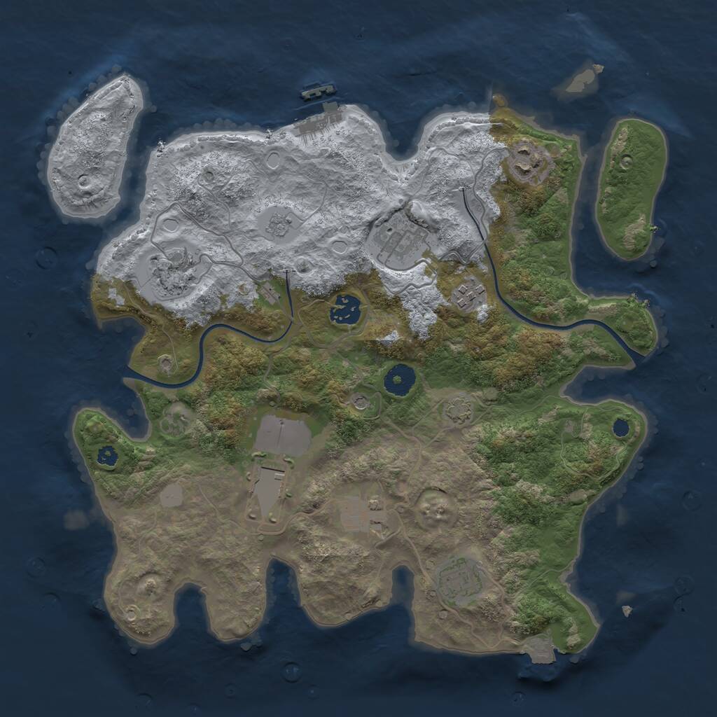 Rust Map: Procedural Map, Size: 3500, Seed: 2052062225, 13 Monuments