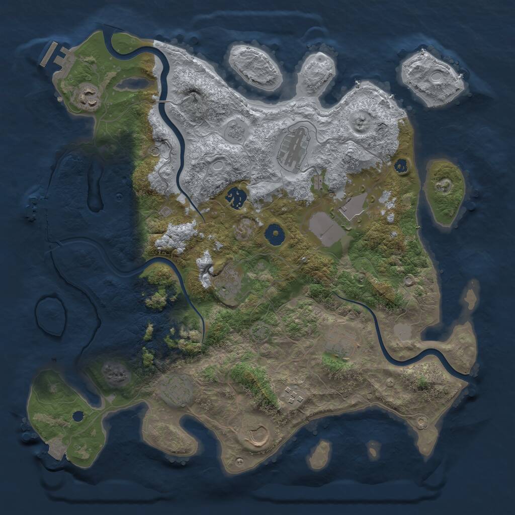 Rust Map: Procedural Map, Size: 3800, Seed: 518171, 15 Monuments