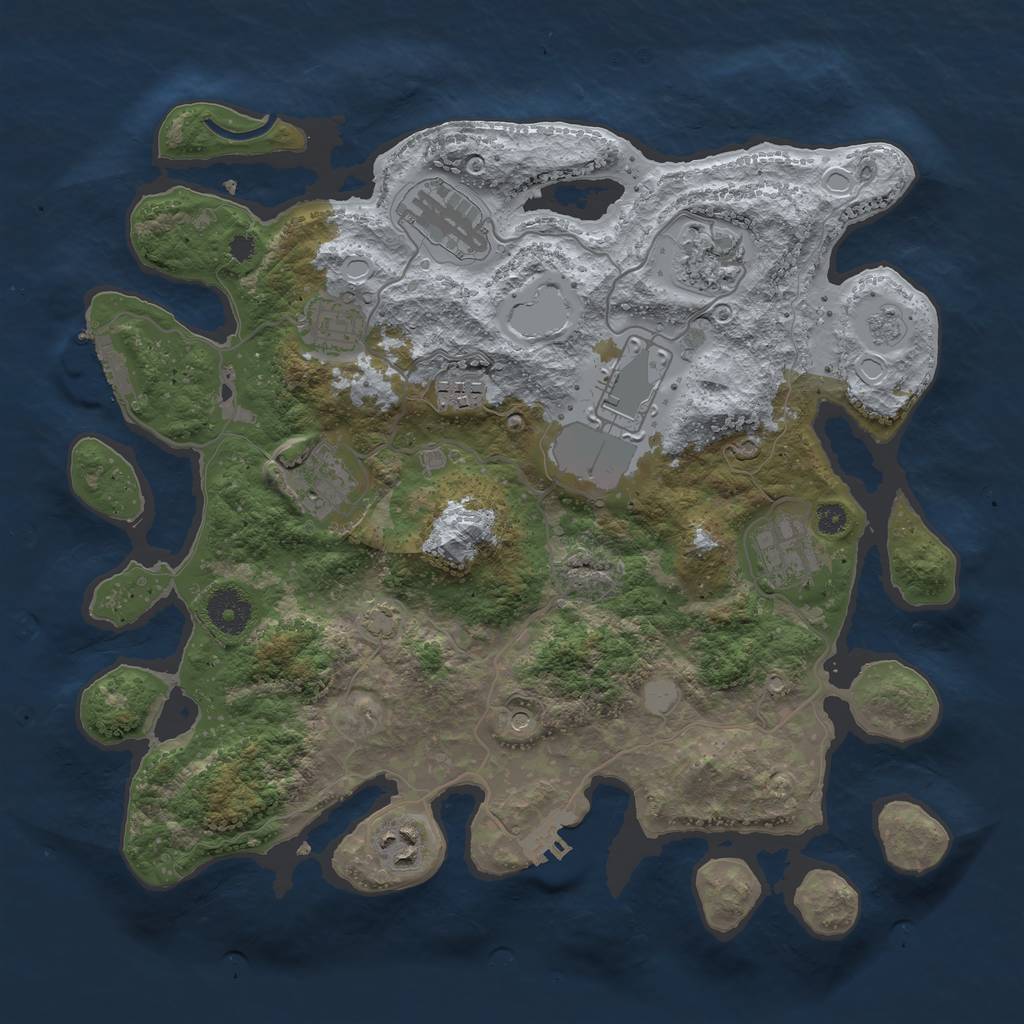 Rust Map: Procedural Map, Size: 3500, Seed: 490909862, 16 Monuments