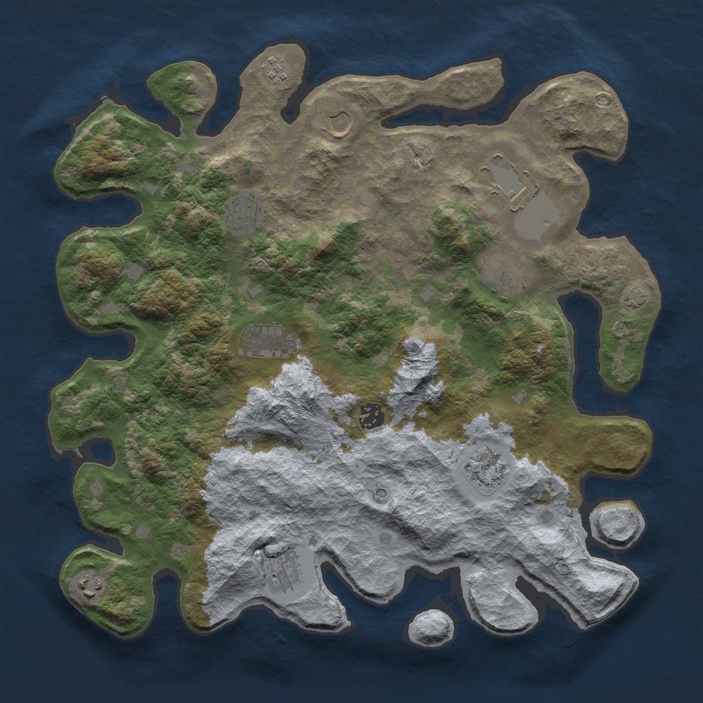 Rust Map: Barren, Size: 4000, Seed: 570821604, 14 Monuments