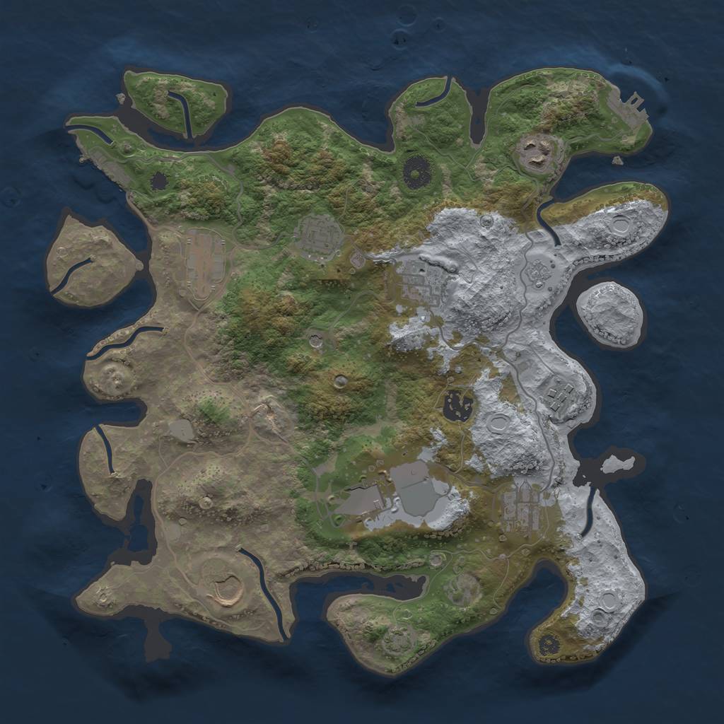 Rust Map: Procedural Map, Size: 3500, Seed: 4290016, 17 Monuments