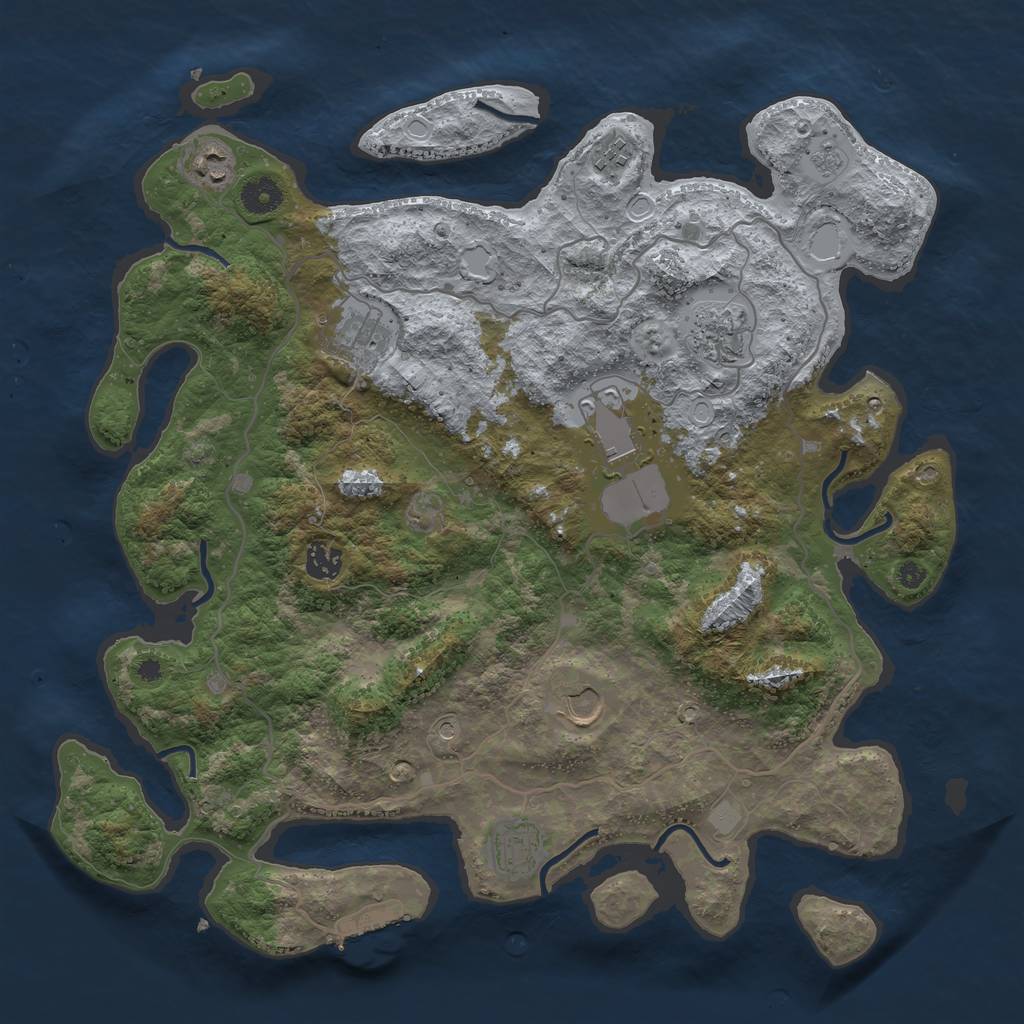 Rust Map: Procedural Map, Size: 4000, Seed: 1164396012, 14 Monuments
