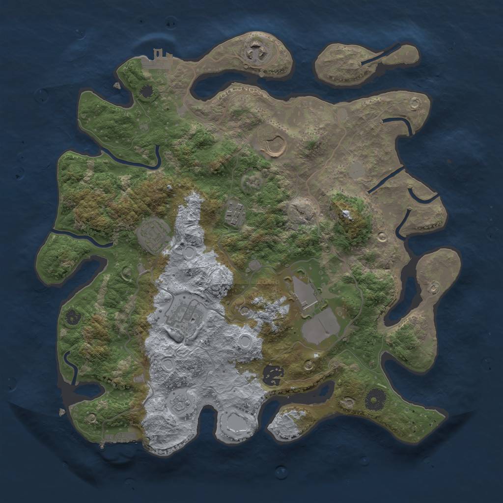 Rust Map: Procedural Map, Size: 3500, Seed: 1994047901, 14 Monuments