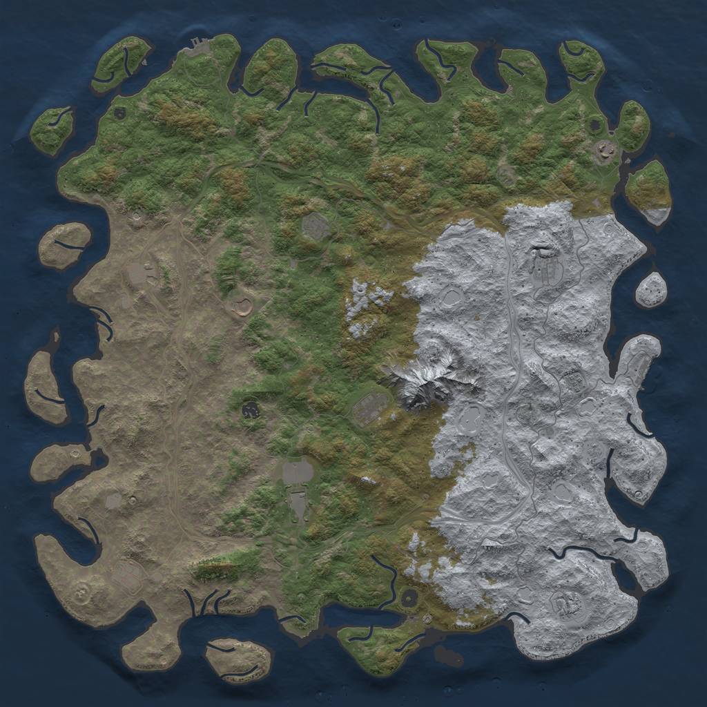 Rust Map: Procedural Map, Size: 6000, Seed: 888888888, 18 Monuments