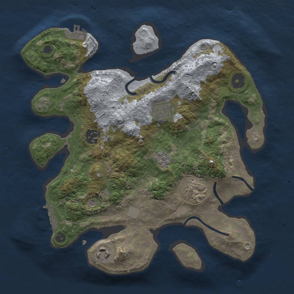 Rust Map: Procedural Map, Size: 3000, Seed: 921362419, 11 Monuments