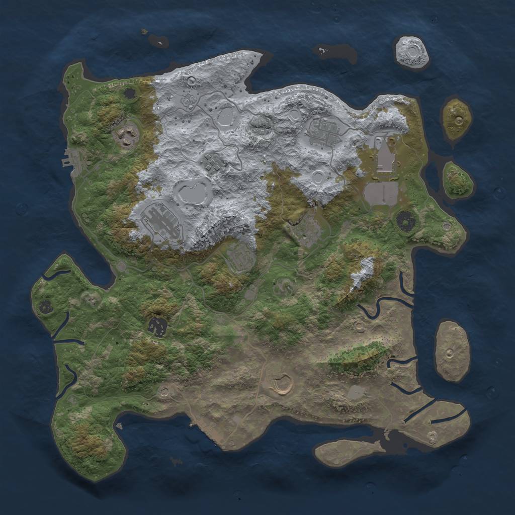 Rust Map: Procedural Map, Size: 3900, Seed: 48754216, 16 Monuments