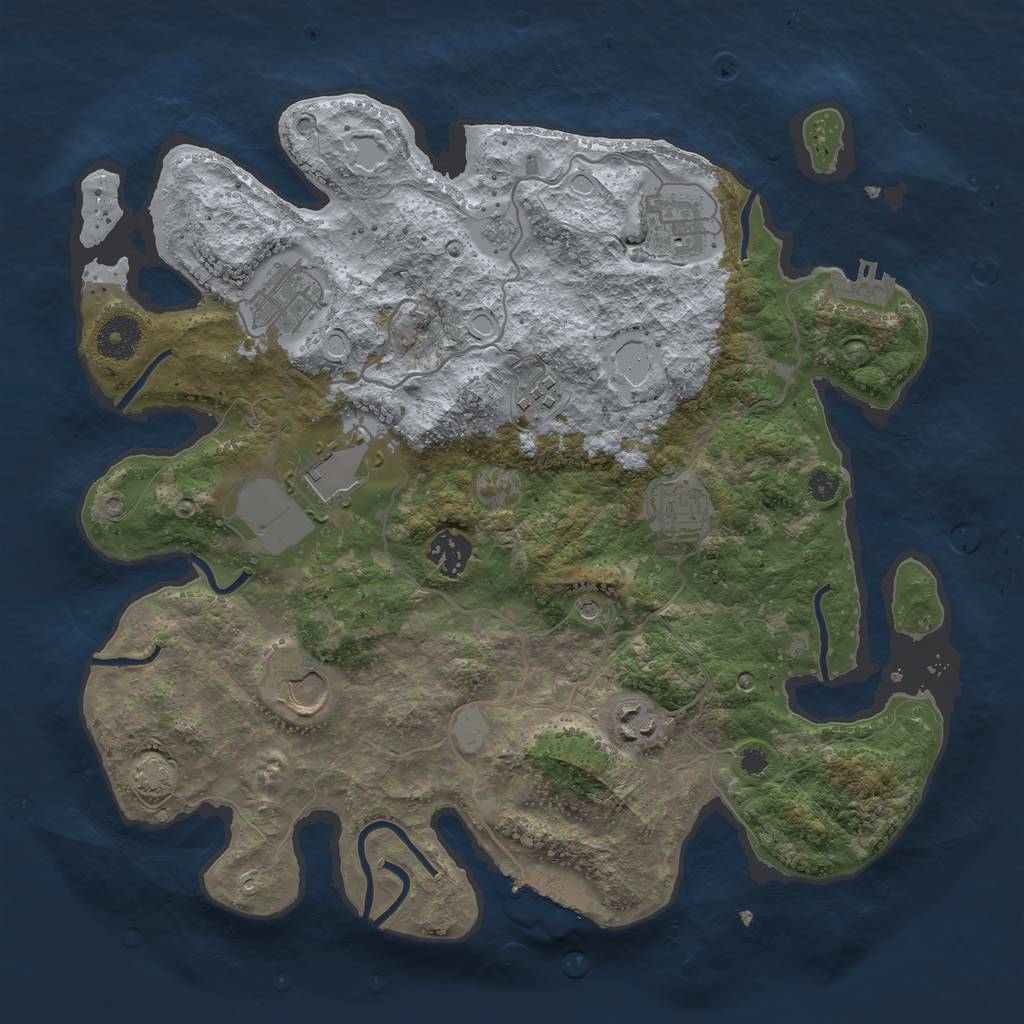 Rust Map: Procedural Map, Size: 3500, Seed: 19703817, 15 Monuments