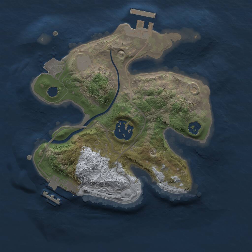 Rust Map: Procedural Map, Size: 2000, Seed: 1854, 4 Monuments