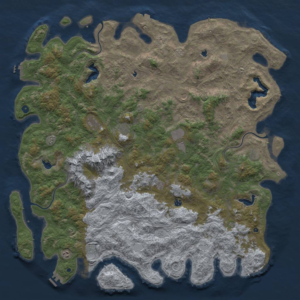 Rust Map: Procedural Map, Size: 6000, Seed: 568741258, 17 Monuments