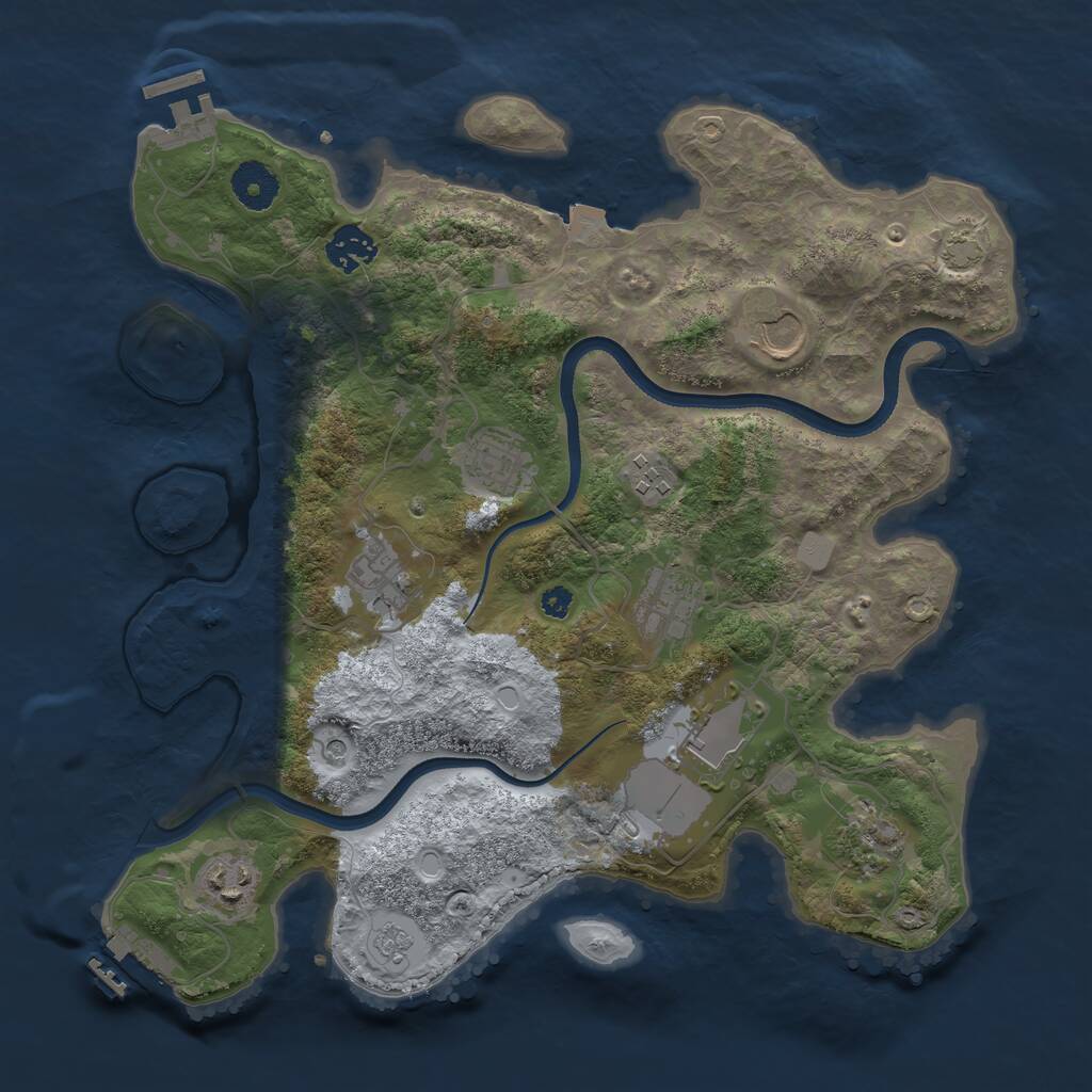Rust Map: Procedural Map, Size: 3500, Seed: 135191929, 15 Monuments