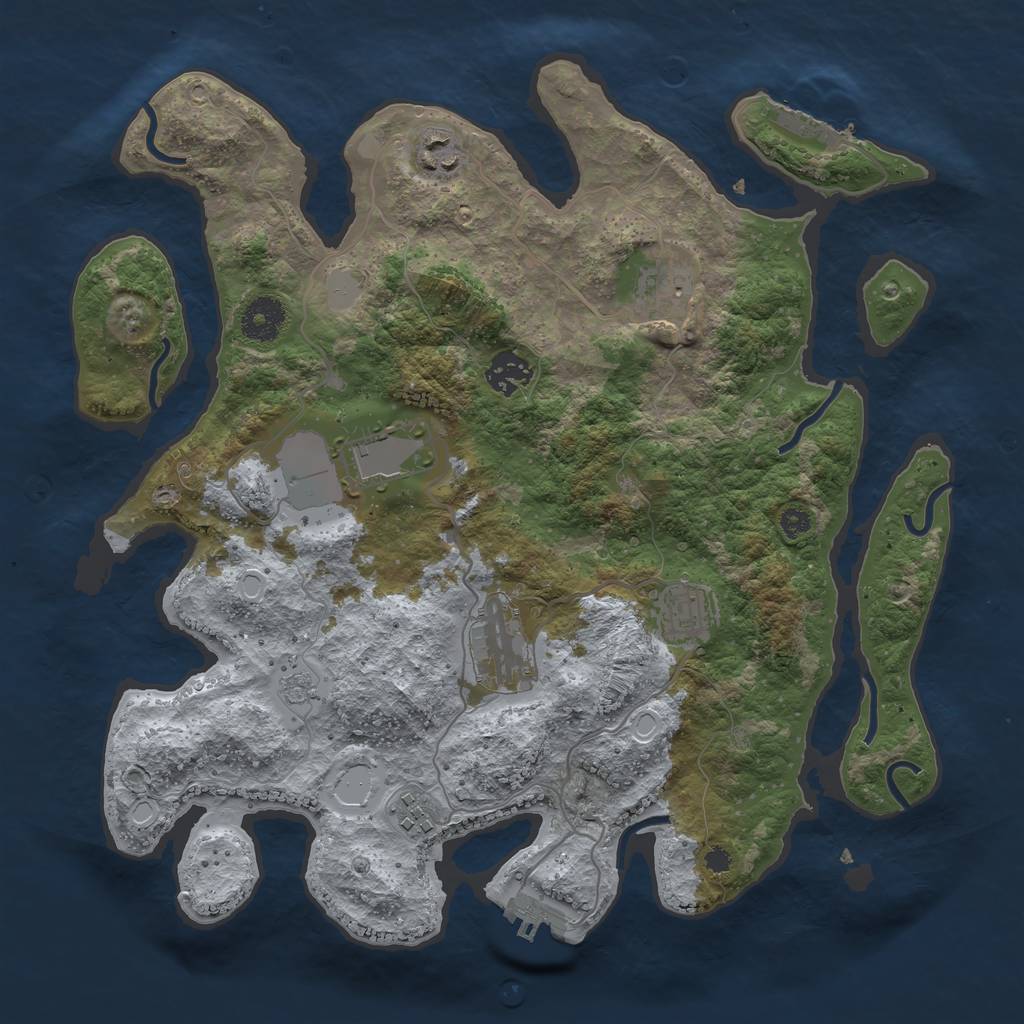 Rust Map: Procedural Map, Size: 3500, Seed: 596017996, 13 Monuments