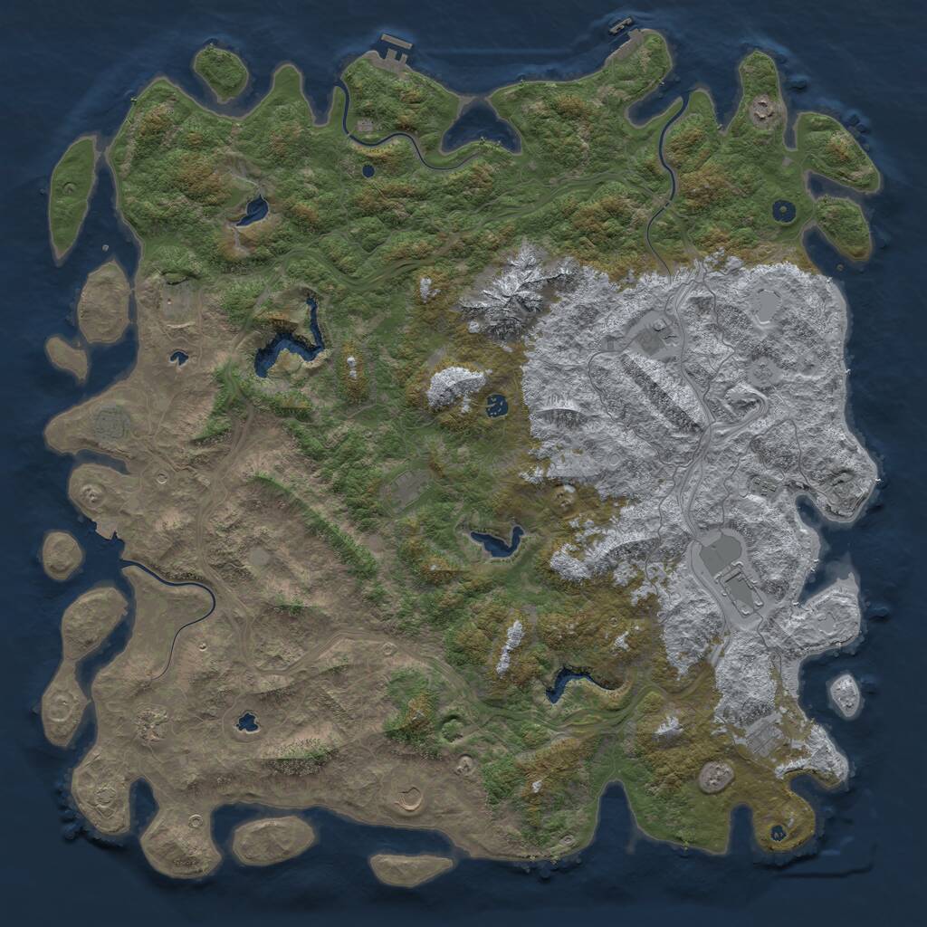 Rust Map: Procedural Map, Size: 6000, Seed: 9696, 17 Monuments