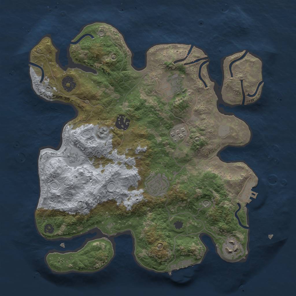 Rust Map: Procedural Map, Size: 3000, Seed: 1460052916, 12 Monuments