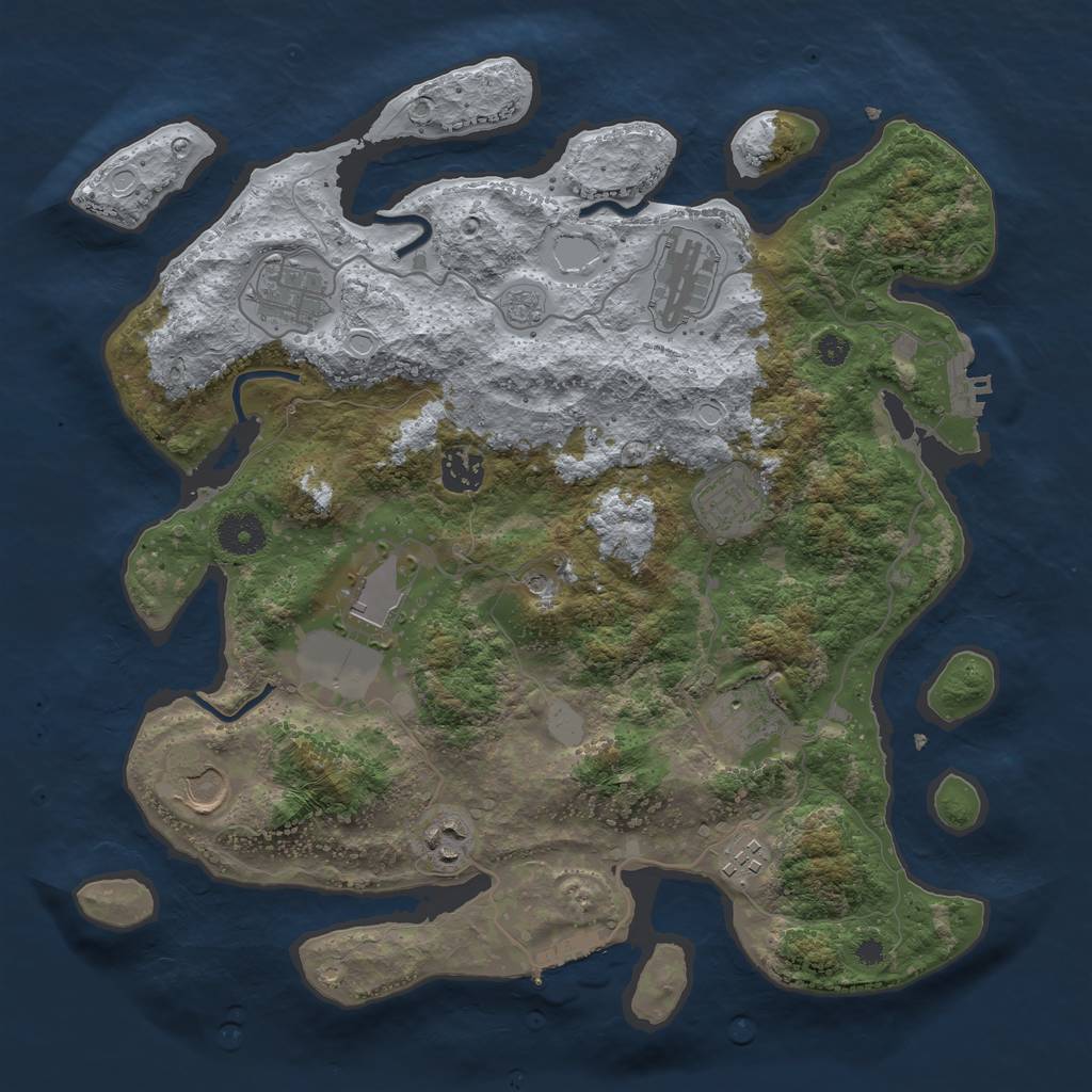 Rust Map: Procedural Map, Size: 3600, Seed: 46791, 16 Monuments