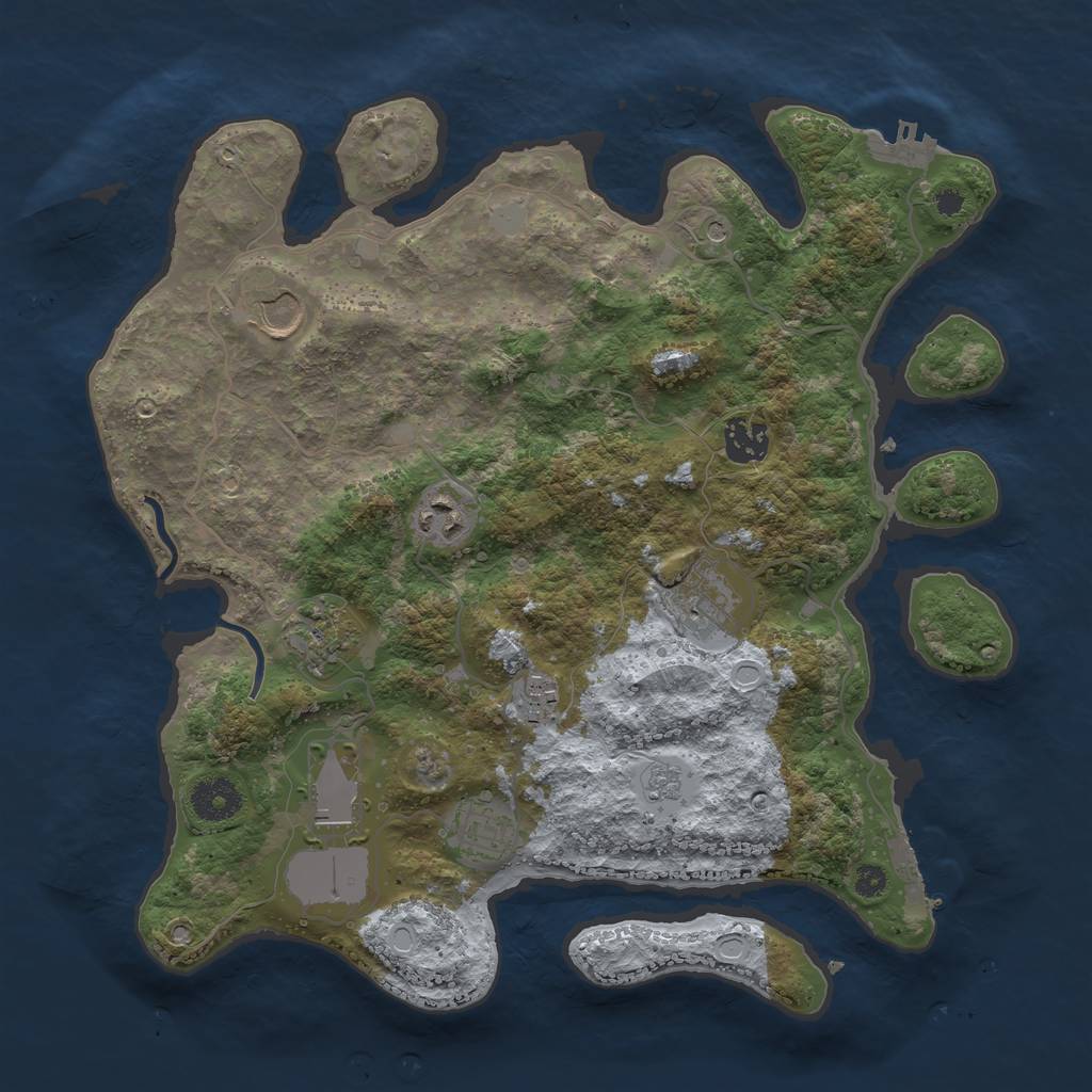 Rust Map: Procedural Map, Size: 3500, Seed: 23386, 15 Monuments