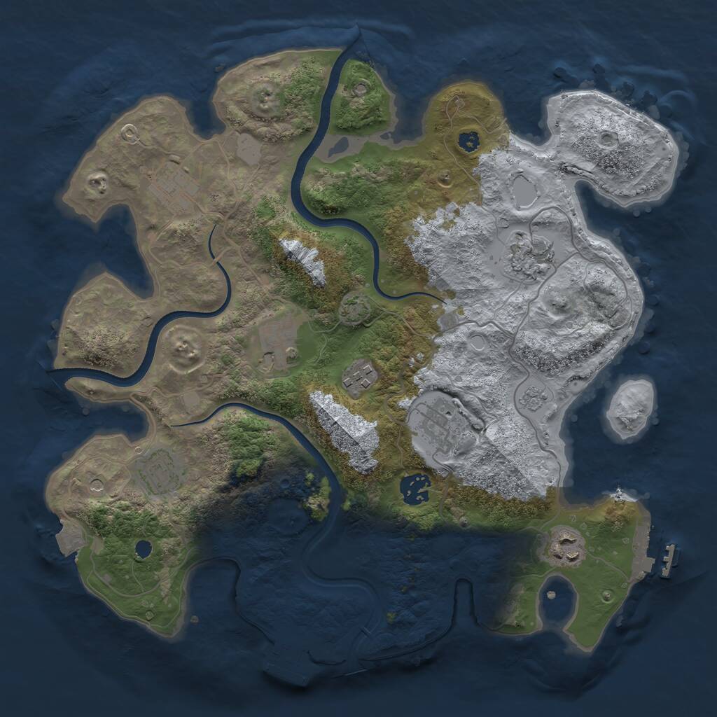 Rust Map: Procedural Map, Size: 3400, Seed: 546216274, 14 Monuments