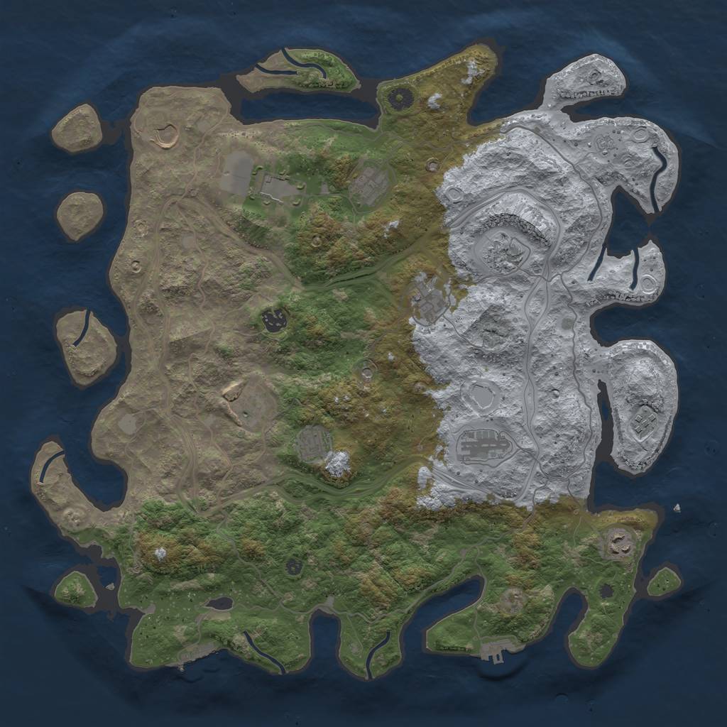 Rust Map: Procedural Map, Size: 4500, Seed: 1609574267, 18 Monuments