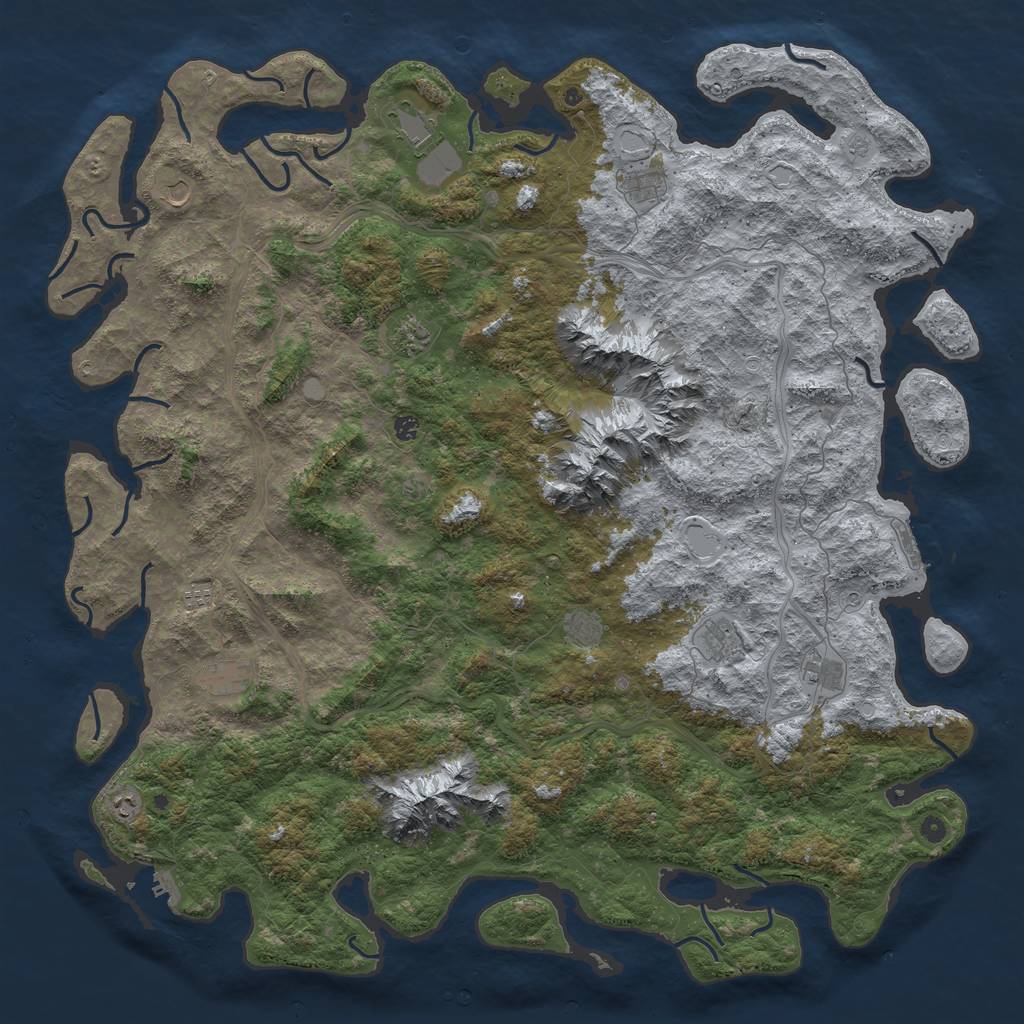 Rust Map: Procedural Map, Size: 6000, Seed: 1234411, 18 Monuments
